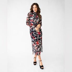 Adrienne Landau Mock Neck Brushstroke Dress NWT